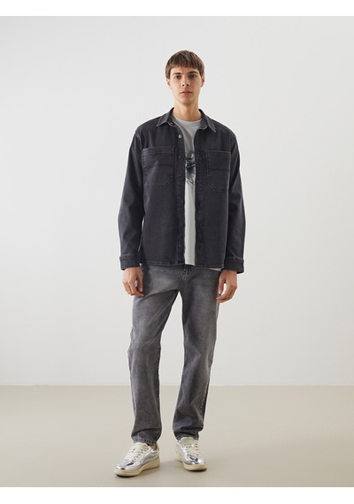Lcw Jeans Antrasit Standart Kalıp Erkek Jean Ceket
