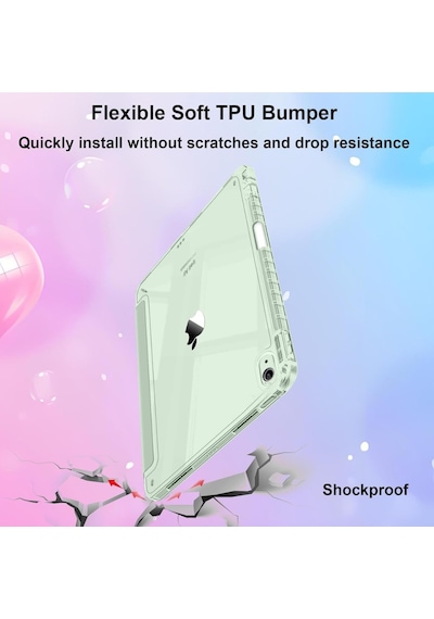 Apple Uyumlu iPad Air 11inç M2/m3 Air 4/5.nesil 10.9 Kılıf Mika Trifolding Şeffaf Kalem Bölmeli Kılıf