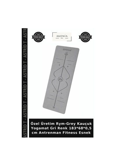 Özel Üretim Rym-grey Kauçuk Yogamat Gri Renk 183 68 0,5 Cm Antrenman Fitness Esnek