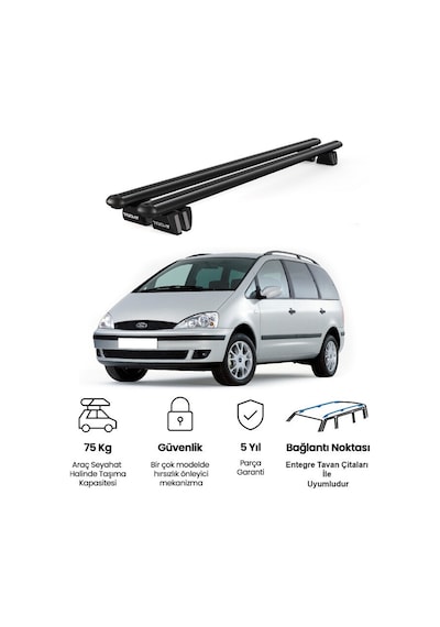 Pençe Ford Galaxy Ara Atkı 2001-2005 Uyumlu Siyah Ara Atkı Port Bagaj Tavan Barı