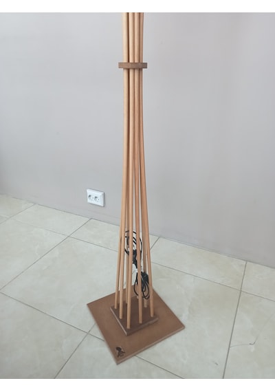 Lambader-ahşap Köşe Lambası Doğal-sarı Başlıklı