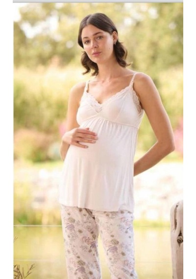 Monamise 24076 Çiçek Desenli Hamile Lohusa 3 Lü Pijama Sabahlık Tk 001