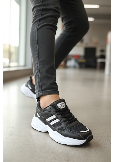 Enoch Kadın Klasik Şeritli Ve Kalın Tabanlı Rahat Günlük Sneaker Spor Ayakkabı Siyah Beyaz Enoch Kadın Klasik Şeritli Ve Kalın Tabanlı Rahat Günlük Sneaker Spor Ayakkabı Siyah Beyaz