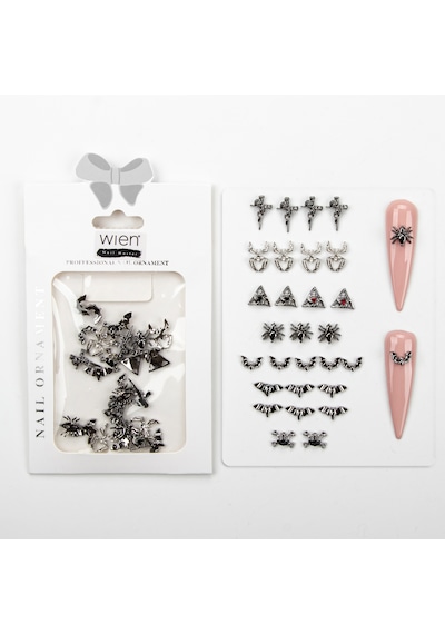 30lu Örümcek Ve Yarasa Gotik Dizayn Metal Tırnak Süsleme Charm Nail Art Charm Taşları Wn-503