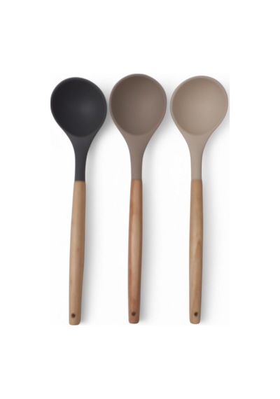 Bambu Saplı Silikon Kepçe, Bambu Uzun Silikon Çorba Ve Sos Kepçesi 27cm 3 Renk Seçenekli Taba