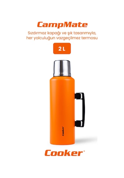 Cooker Campmate 2 Litre Paslanmaz Çelik Termos Turuncu
