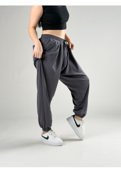 Cocopelli Pileli Füme Kadın Jogger Pantolon Coc2844 Füme