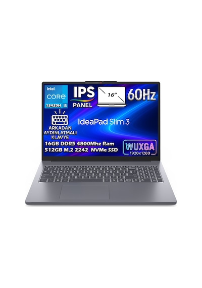 Lenovo 16IRH10 83K20073TR i5-13420H 16 GB 512 GB SSD 16" WUXGA Free Dos Dizüstü Bilgisayar