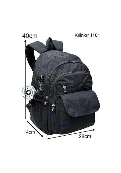 Su Geçirmez Kumaş Unisex Büyük Boy 40 28 14 Maymuncuk Çanta Siyah