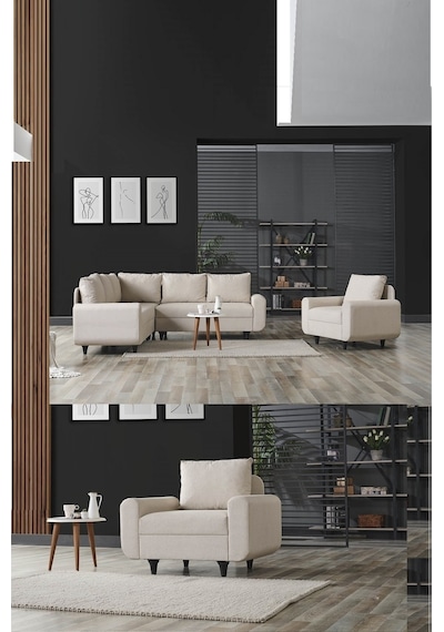 Kagu Corner Flavia Plus Köşe Takımı Berjerli Krem