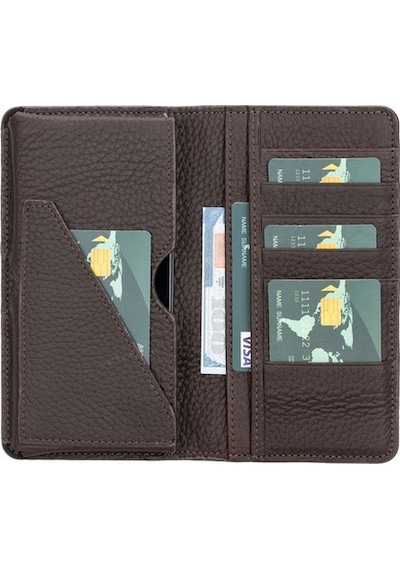 Calvina 6.5 Inch Uyumlu Deri Kartlıklı Kılıf Fl02 Kahverengi