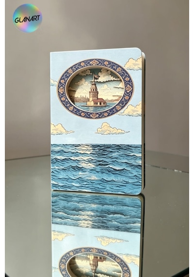 Hediyelik Lüks Oval Desen Kesimli Çizgisiz Not Hatıra Defteri 60 Yaprak 13,5x20,5 Cm Kız Kulesi Kesim