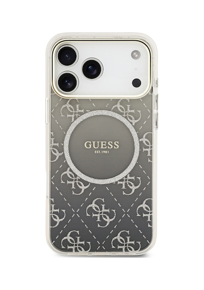 Apple Uyumlu iPhone 17 Pro Kılıf Guess Lisanslı M-safe Şarj Özellikli 4g Desenli Simli Silikon Kapak Gri Gri