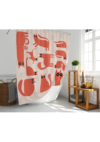 Banyo Perdesi 1x180x200 Tek Kanat Duş Perdesi Halka Hediyeli Duşakabin Perdesi Ruscus Çok Renkli