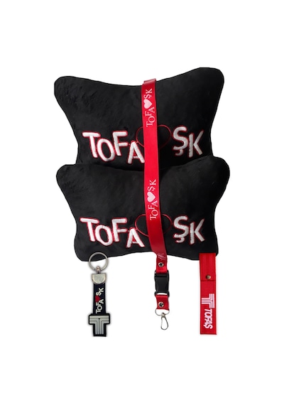 Tofaş Ortopedik Araç Seyahat Nakışlı Siyah Boyun Yastığı & Tofaş Oto Aksesuar Seti