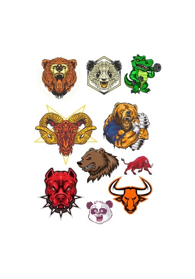 Agresif Hayvanlar Sticker Set-7 10 Parça Telefon, Tablet, Defter, Laptop Sticker