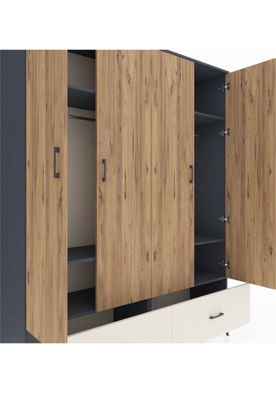 Hyperion Gardrop 6 Raflı 2 Çekmeceli 2 Askılı 176x44x221 Antrasit-çam/aytaşı Çam/aytaşı Hyperion Gardrop 6 Raflı 2 Çekmeceli 2 Askılı 176x44x221 Antrasit-çam/aytaşı Çam/aytaşı