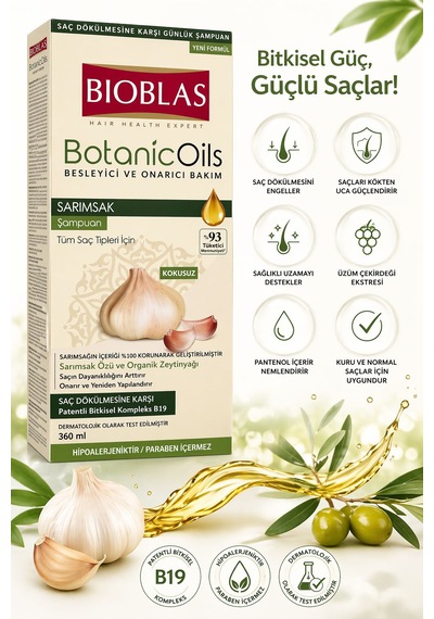Bioblas Botanic Oils Sarımsak Şampuan 360 Ml Kokusuz Bitkisel Bakım Şampuanı Tüm Saç Tipleri