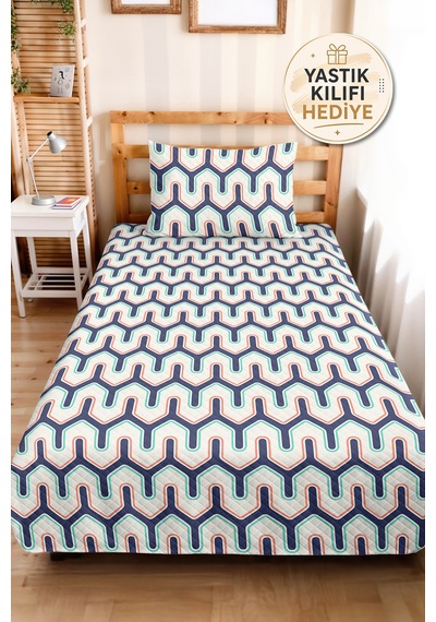 Lacivert Geometrik Genç Odası Tek Kişilik Pike Takımı - Mint Retro 160x220 Cm Kapitone Yatak Örtüsü Doğal Sazlık Sırları