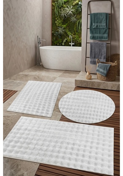 Banyo Paspası Beyaz Kaymaz Taban Peluş Bubble 50x50 Cm Çok Renkli
