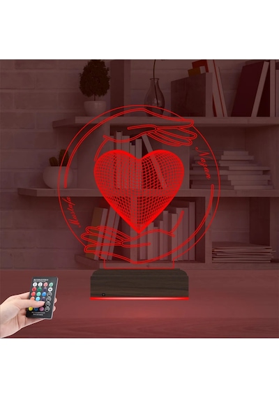 Luvivia Sevgiliye Hediye Kalp El Kişiye Özel 3d Lamba - Masa Gece Lambası