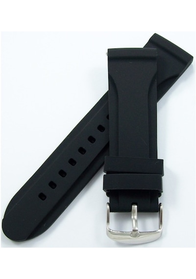 Siyah Kokusuz Silikon 24Mm Saat Kordonu Yumuşak Spor Kayışı Oval