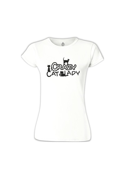 Cat Lady Beyaz Kadın Tshirt 001