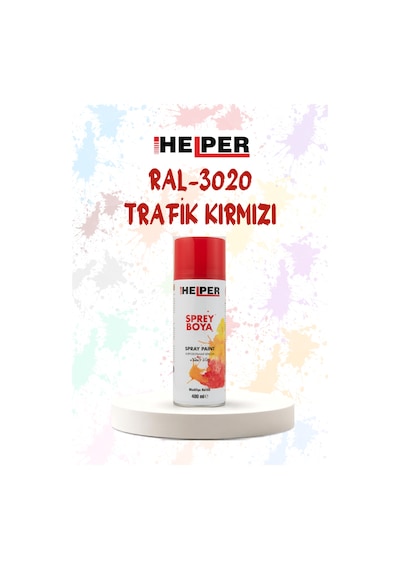 Helper Ral 3020 Trafik Kırmızı Akrilik Sprey Boya 400 Ml Siyah
