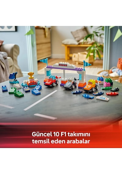 LEGO® DUPLO® Kasabası F1® Takımı Yarış Arabaları ve Sürücüler 10445 - 2 Yaş ve Üzeri Küçük Çocuklar İçin Eğitici Oyuncak Yapım Seti (70P)