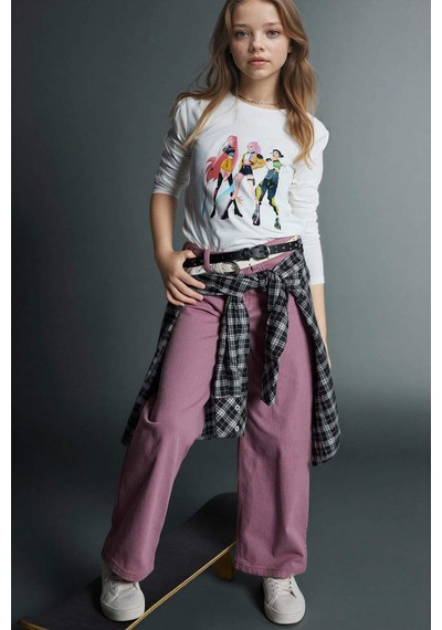 Defacto Kız Çocuk 90s Wide Leg Gabardin Pantolon G6013a825aubr82 Bordo-br82