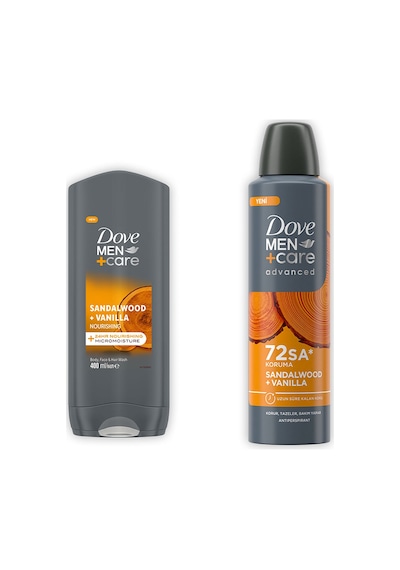 Dove Men +care Advanced Erkek Deodorant Sandalwood Vanilla 150 Ml + Sandalwood + Vanilla Duş Jeli 400 Ml