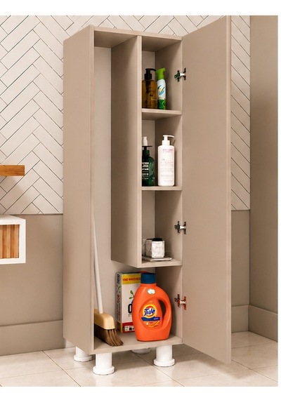 Elox Banyo Dolabı Raflı,balkon Dolabı,mutfak Dolabı Çok Amaçlı Dolap Krem