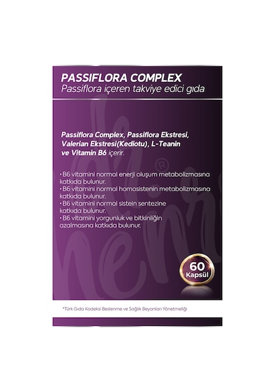Dr. Henri Passiflora Complex Passiflora Valerian L-Teanin ve Vitamin B6 Bitkisel Takviye Edici Gıda 60 Kapsül