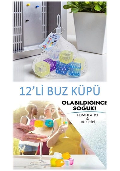 Buz Küpü 12'li Yeniden Kullanılabilir Hazır Buz, Kare Şekilli, Soğuk İçecek Ve Kokteyller İçin Çok Renkli