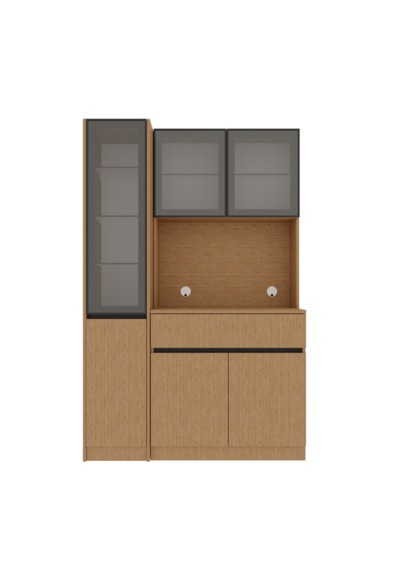 Bambu Midi Sol Vitrinli Komple Mdf Led Aydınlatmalı Kahve Köşesi