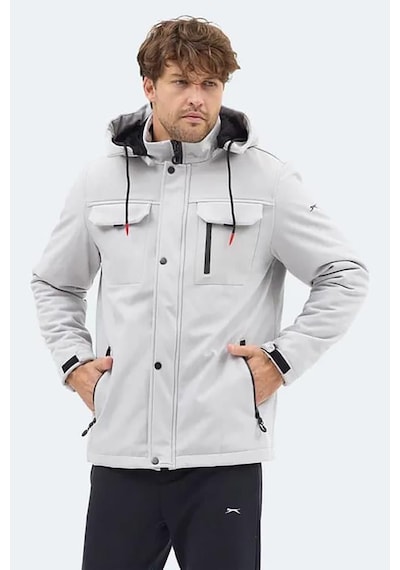 Slazenger Gleam Erkek Kapüşonlu Taş Gri Mont & Kaban Çok Renkli