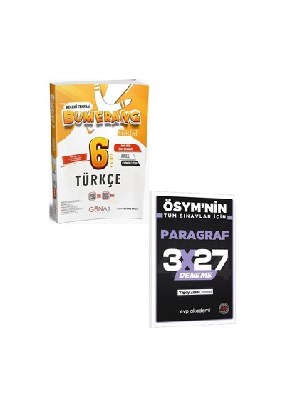 Günay 2027 6. Sınıf Türkçe Etkinlikli Bumerang Serisi+evp Akademi 3x27 Paragraf Deneme