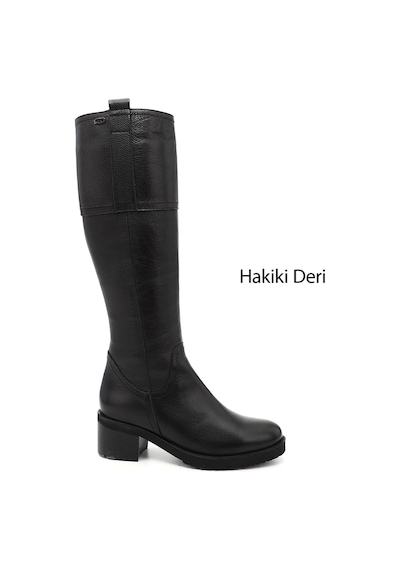 Gönderi(R) Kadın Siyah Floter Fermuarlı Kalın Topuklu Hakiki Deri Çizme Dkzc61363591 Siyah