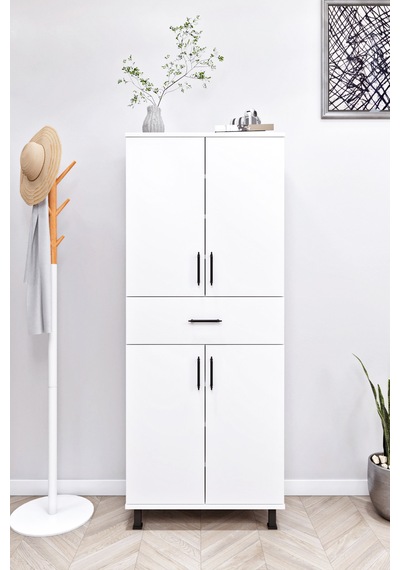 Ases Mobilya Esl0219 Ayakkabılık - Mutfak - Banyo Dolabı 4 Kapaklı 1 Çekmeceli 6 Raflı Beyaz Beyaz Ases Mobilya Esl0219 Ayakkabılık - Mutfak - Banyo Dolabı 4 Kapaklı 1 Çekmeceli 6 Raflı Beyaz Beyaz