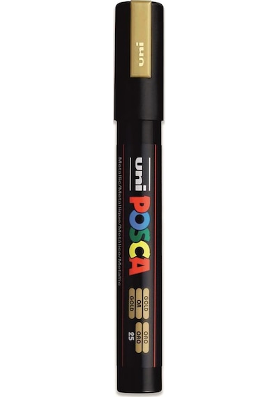 Uni Posca 5M Metalik Renkler 2'li Set Gold Silver