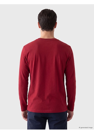 LC Waikiki Lc Waıkıkı Bordo Bisiklet Yaka Uzun Kollu Erkek Pijama Üst