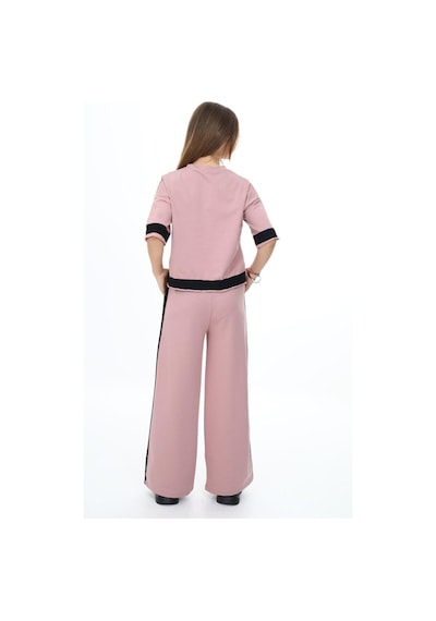 Kız Çocuk %100 Pamuk Oversize Yarım Kol Alt-üst Eşofman Takım-eşt-0017 Pudra