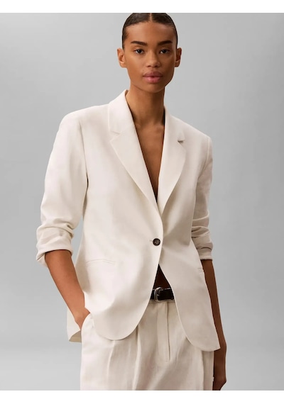 Calvin Klein Lınen Blend Blazer, Yas Krem Kadın Ceket