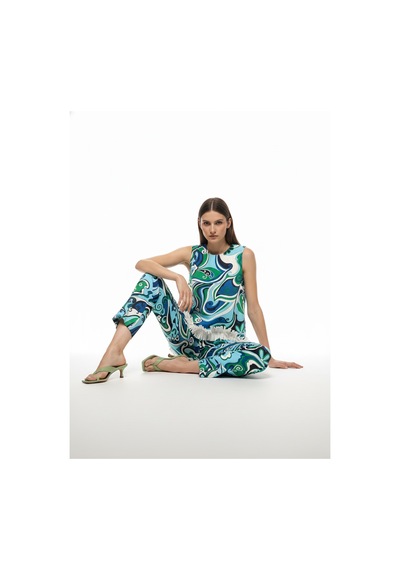 Xint Mavi Doğal Dökümlü Oversize Pantolon 201333