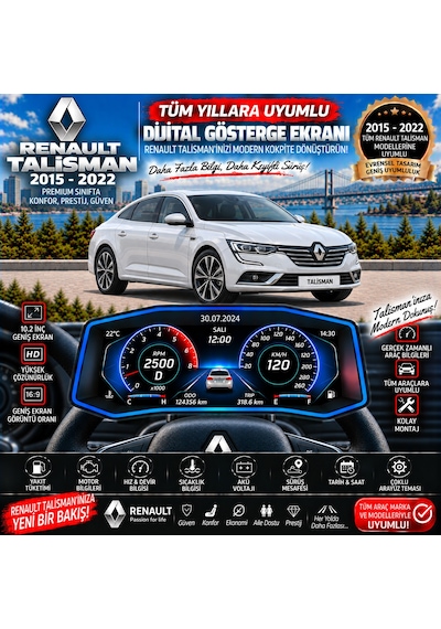 Renault Talisman 2015-2022 İçin Digital Gösterge Odb Ekran Arıza Göstergesi Turbo Gösterge Hayalet Ekran