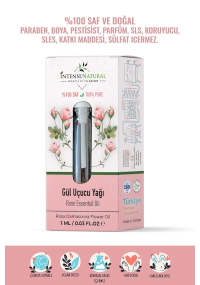 Intense Natural Saf Gül Uçucu Yağı 1 ML