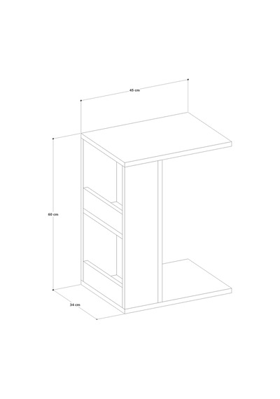 Dergilikli Raflı C Yan Sehpa, %100 Mdf Sonoma/beyaz Beyaz