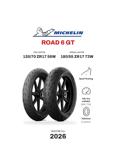 Michelin Road 6 Gt 120/70 Zr17 58w - 180/55 Zr17 73w Ön Arka Motosiklet Lastik Takımı
