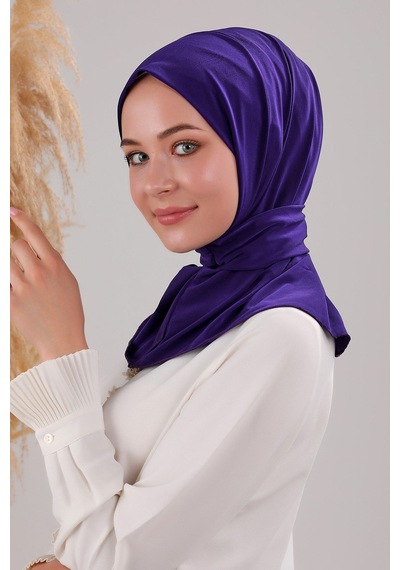 Melodi Scarf Kadın Tesettür Pratik Çıtçıtlı Sandy Fular Hazır Şal Mavi Mavi
