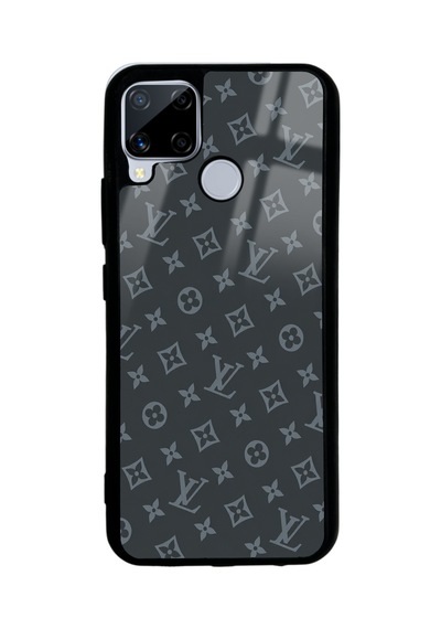 Realme C15 Gray Lv Tasarımlı Glossy Telefon Kılıfı Gri